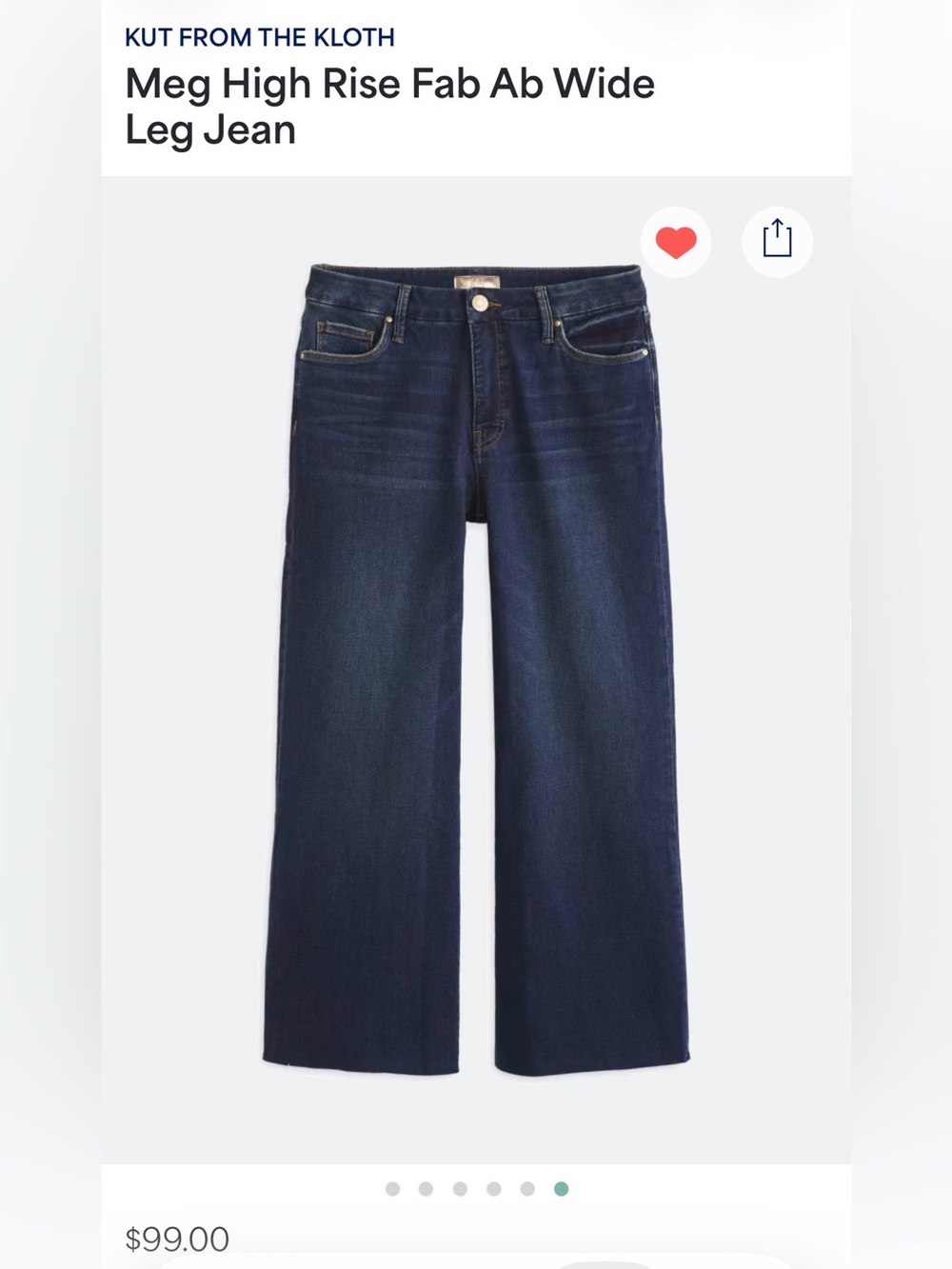 Kut from the Kloth Dark Blue Fab Ab High Rise Wide-Leg (size 10, inseam 27)